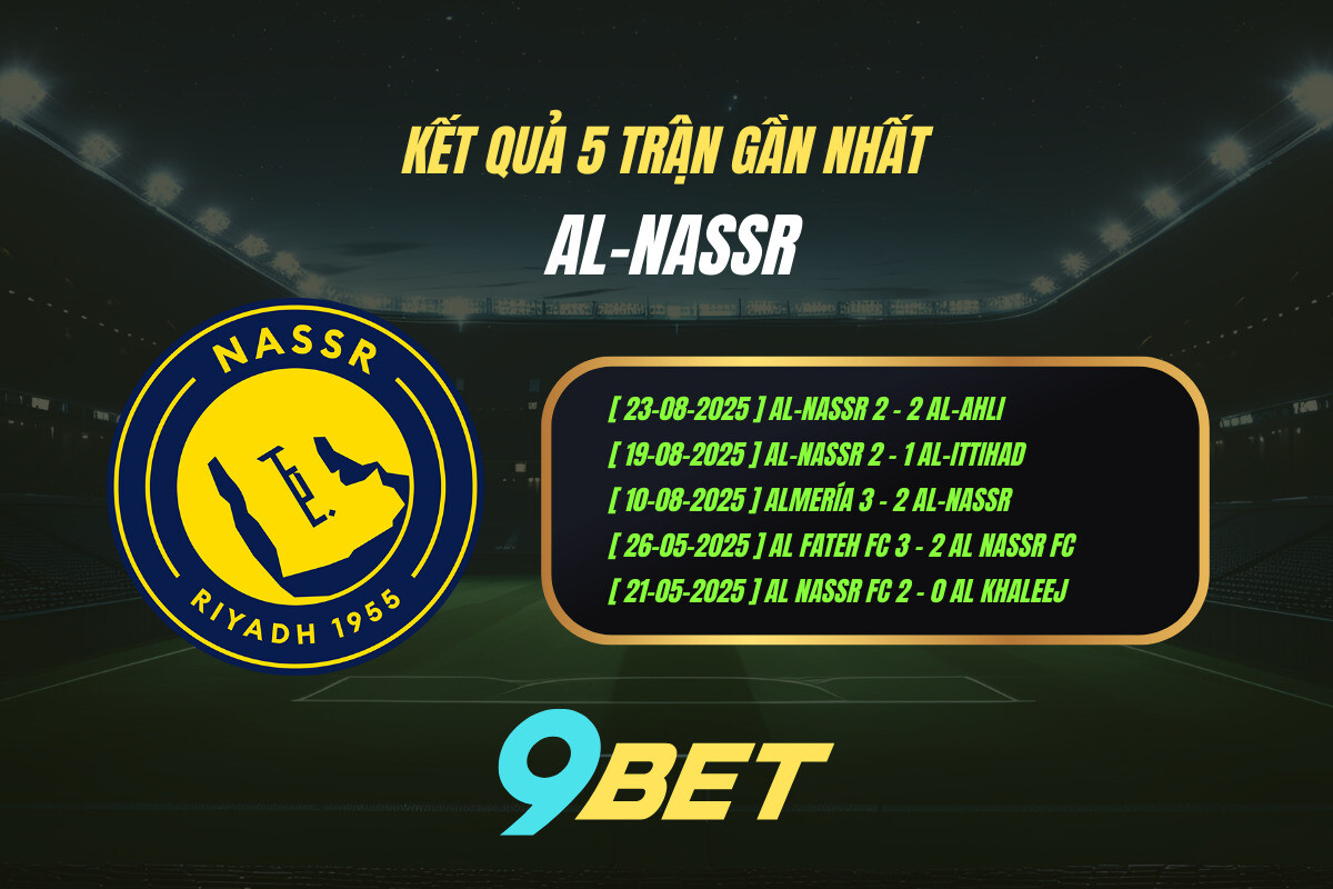 Thành Tích 5 Trận Gần Nhất Al Nassr 9bet