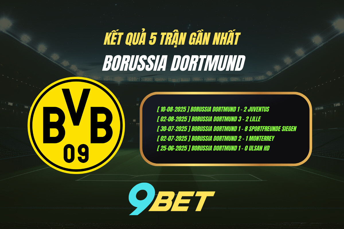 Thành Tích 5 Trận Gần Nhất Borussia Dortmund 9bet