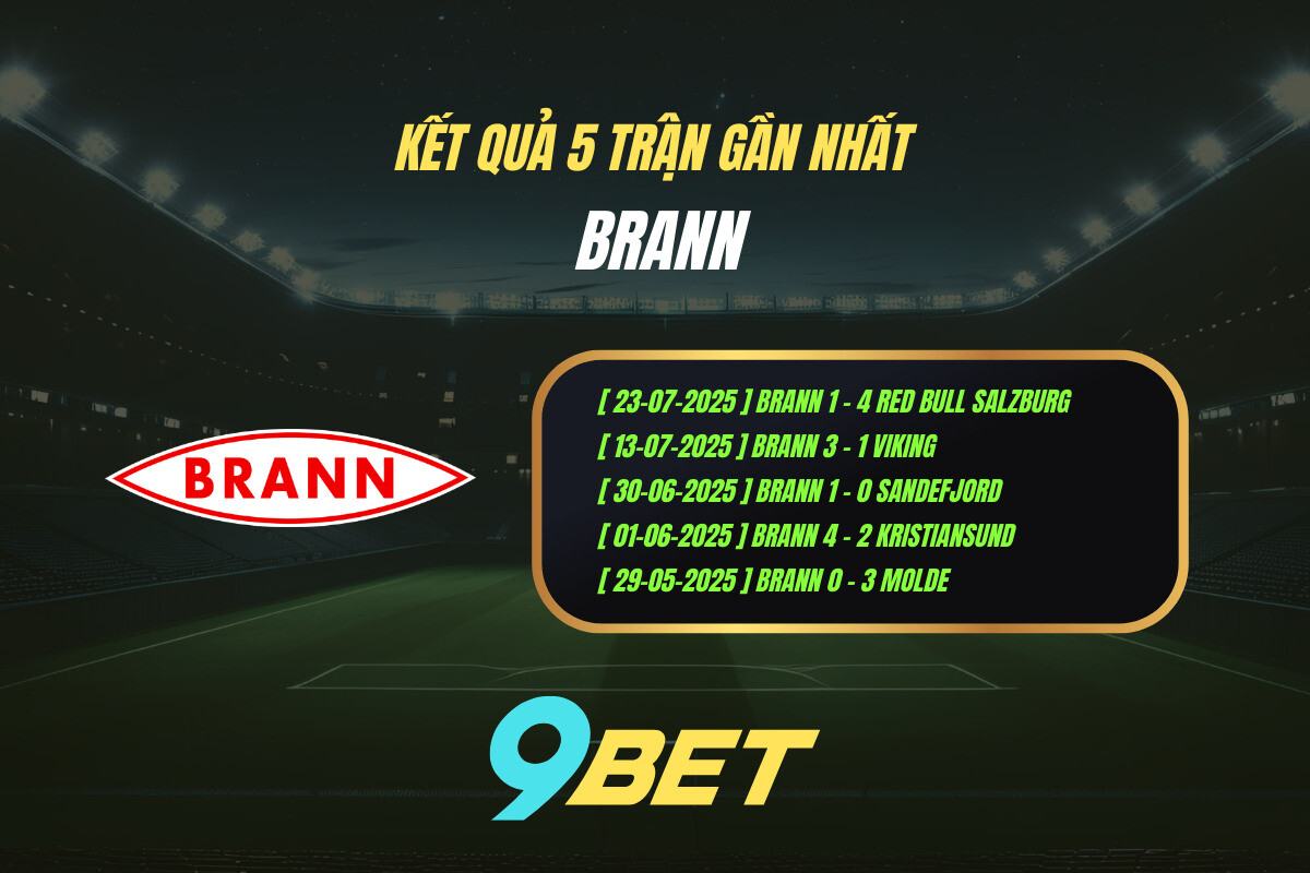 Thành Tích 5 Trận Gần Nhất Brann 9bet