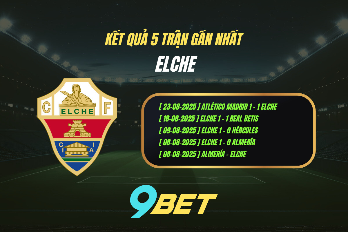 Thành Tích 5 Trận Gần Nhất Elche 9bet (1)