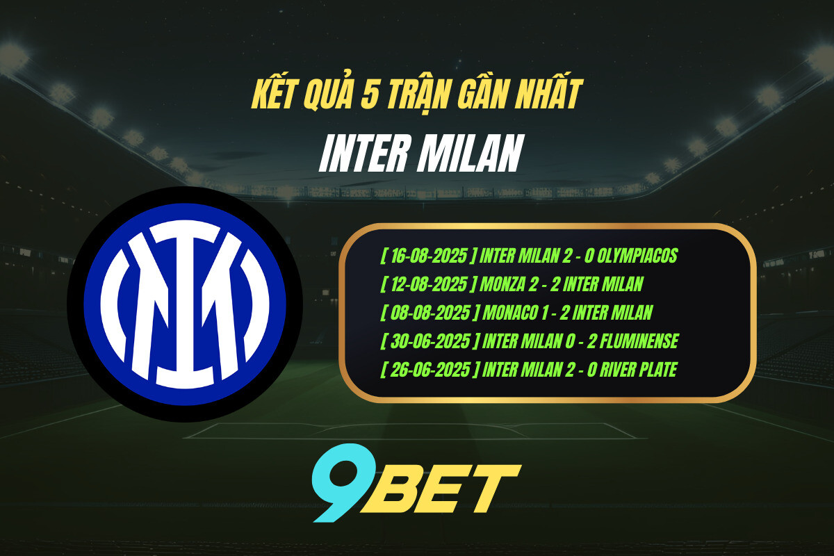 Thành Tích 5 Trận Gần Nhất Inter Milan 9bet