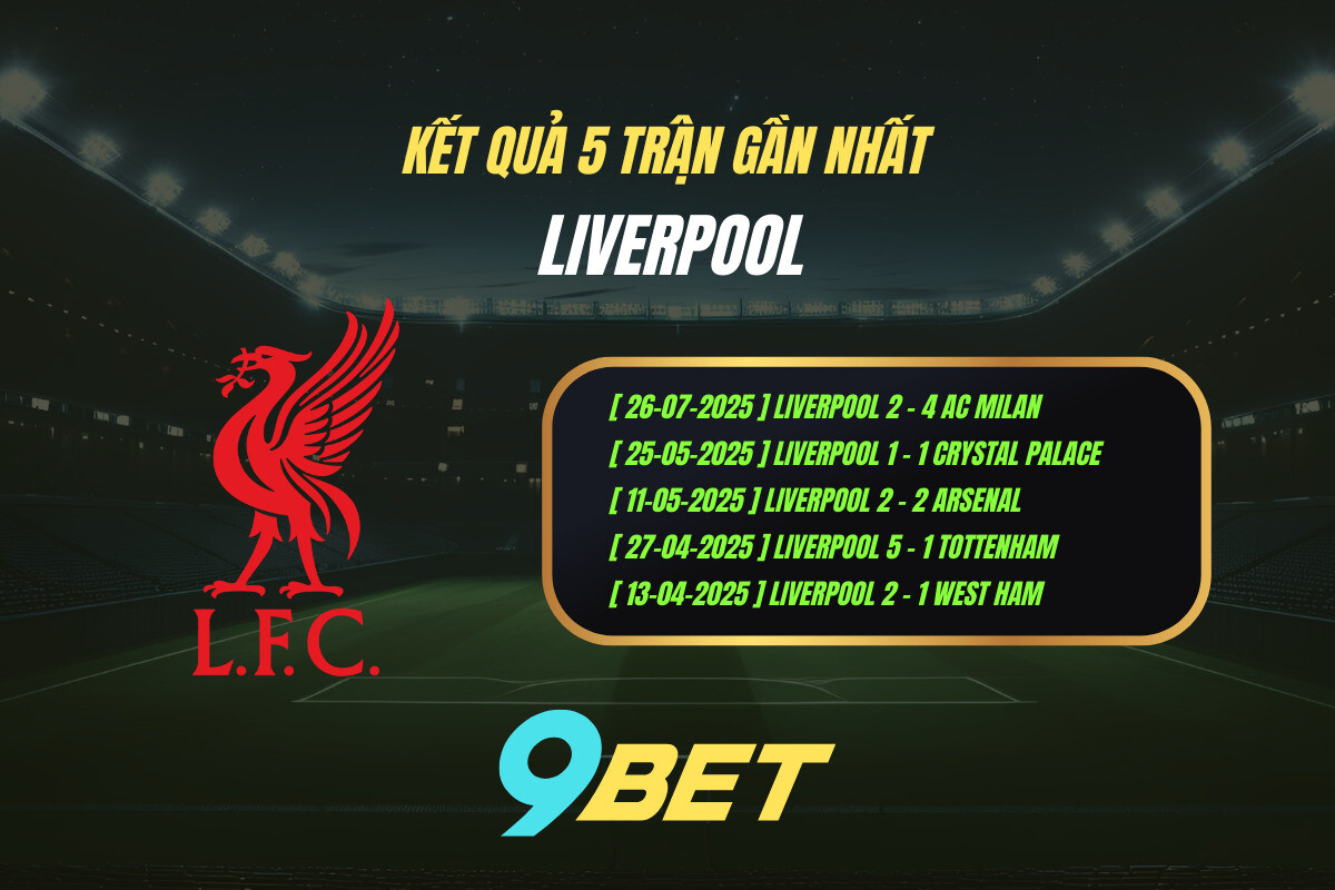 Thành Tích 5 Trận Gần Nhất Liverpool 9bet (1)