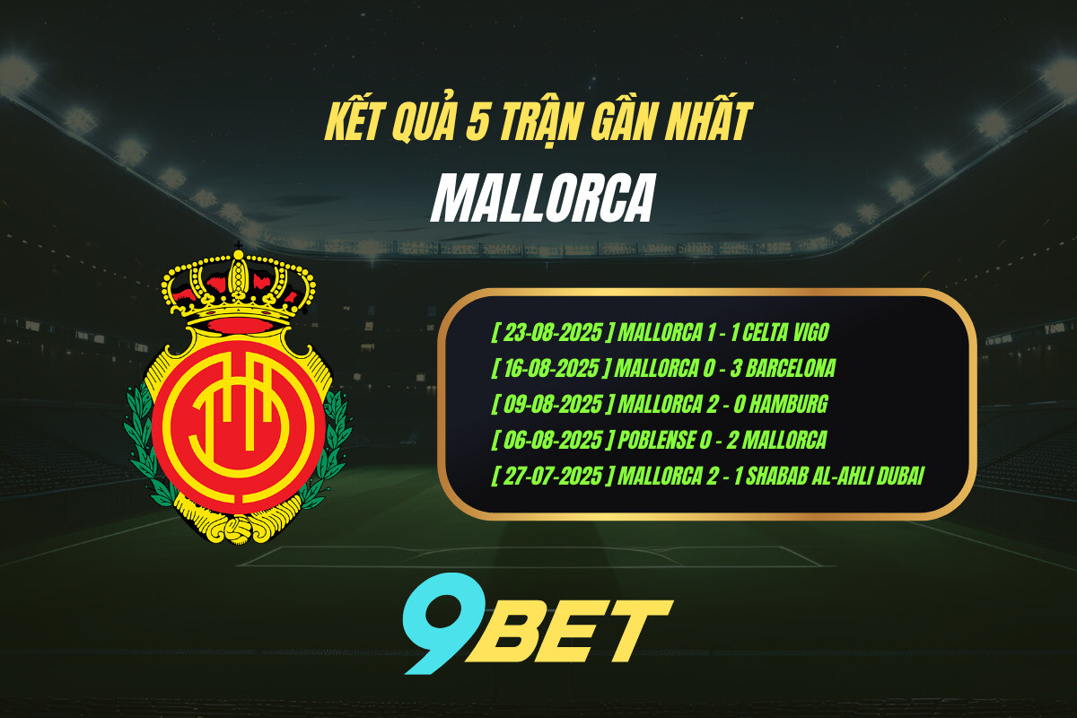 Thành Tích 5 Trận Gần Nhất Mallorca 9bet