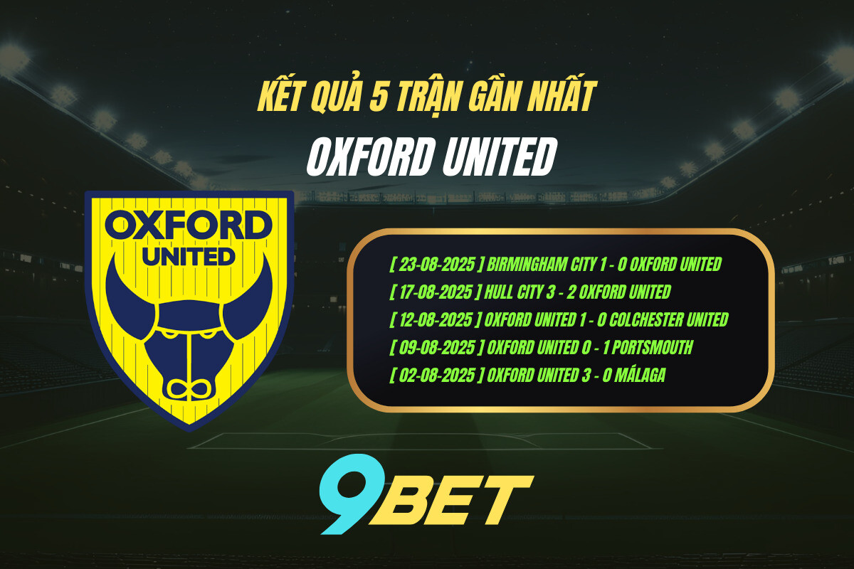Thành Tích 5 Trận Gần Nhất Oxford United 9bet