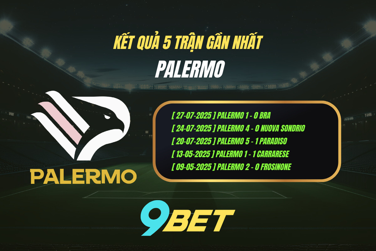 Thành Tích 5 Trận Gần Nhất Palermo 9bet