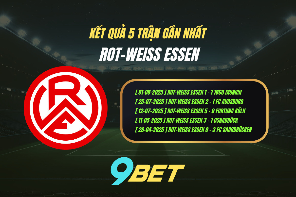 Thành Tích 5 Trận Gần Nhất Rot Weiss Essen 9bet