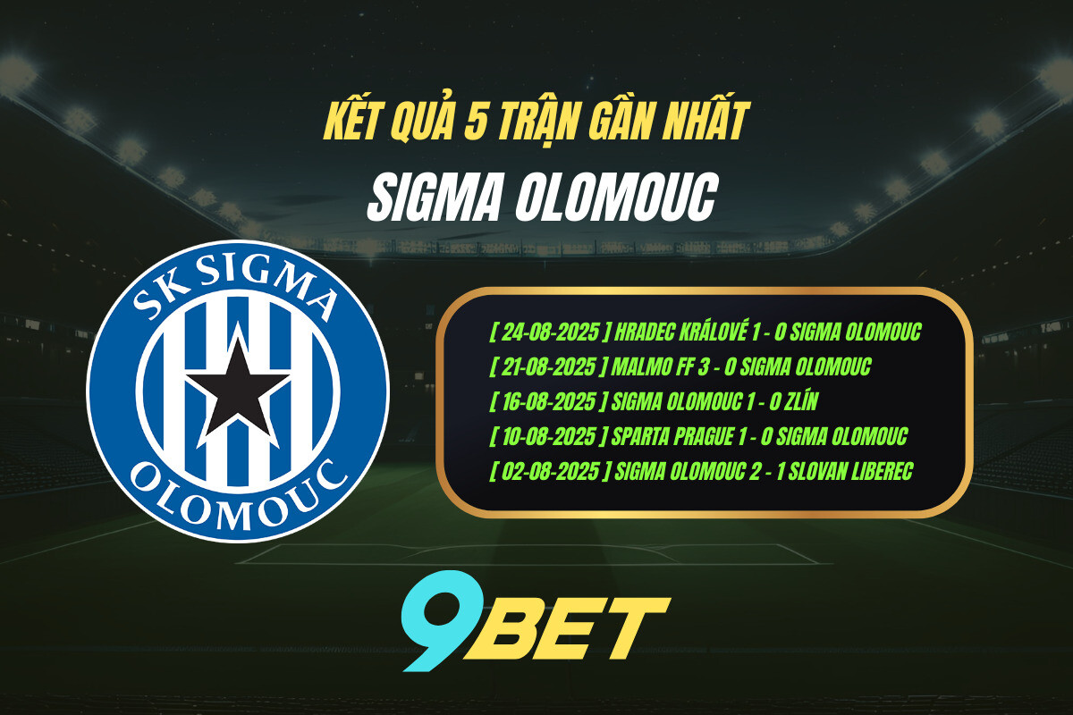 Thành Tích 5 Trận Gần Nhất Sigma Olomouc 9bet (1)