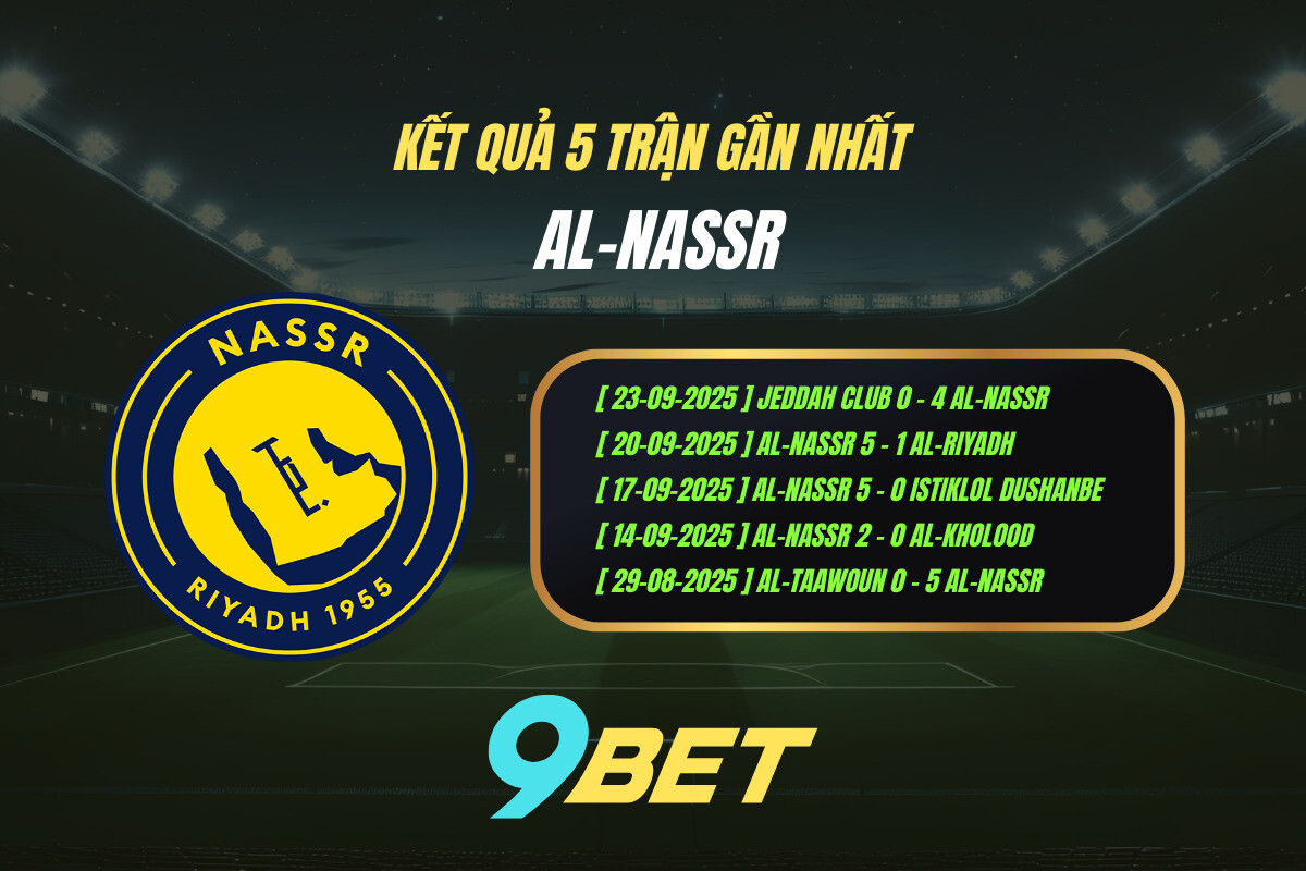 Thành Tích 5 Trận Gần Nhất Al Nassr 9bet