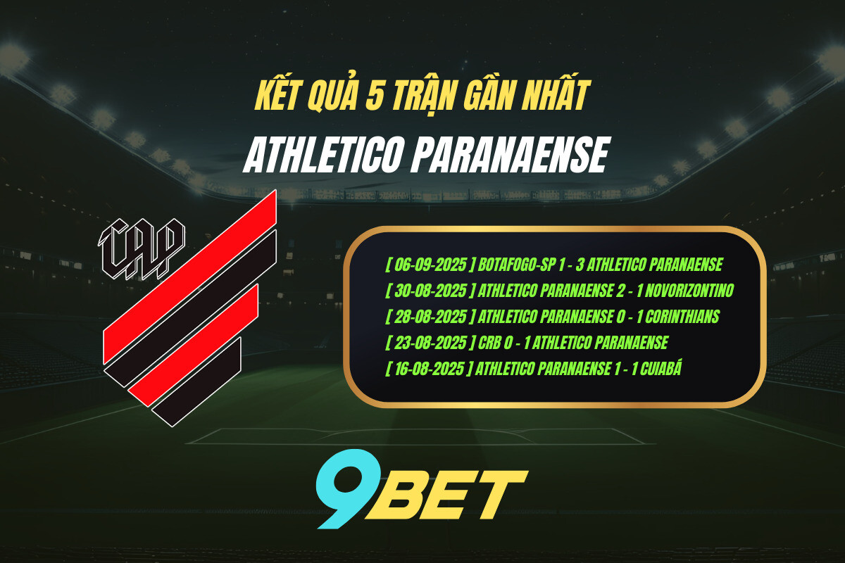 Thành Tích 5 Trận Gần Nhất Athletico Paranaense 9bet