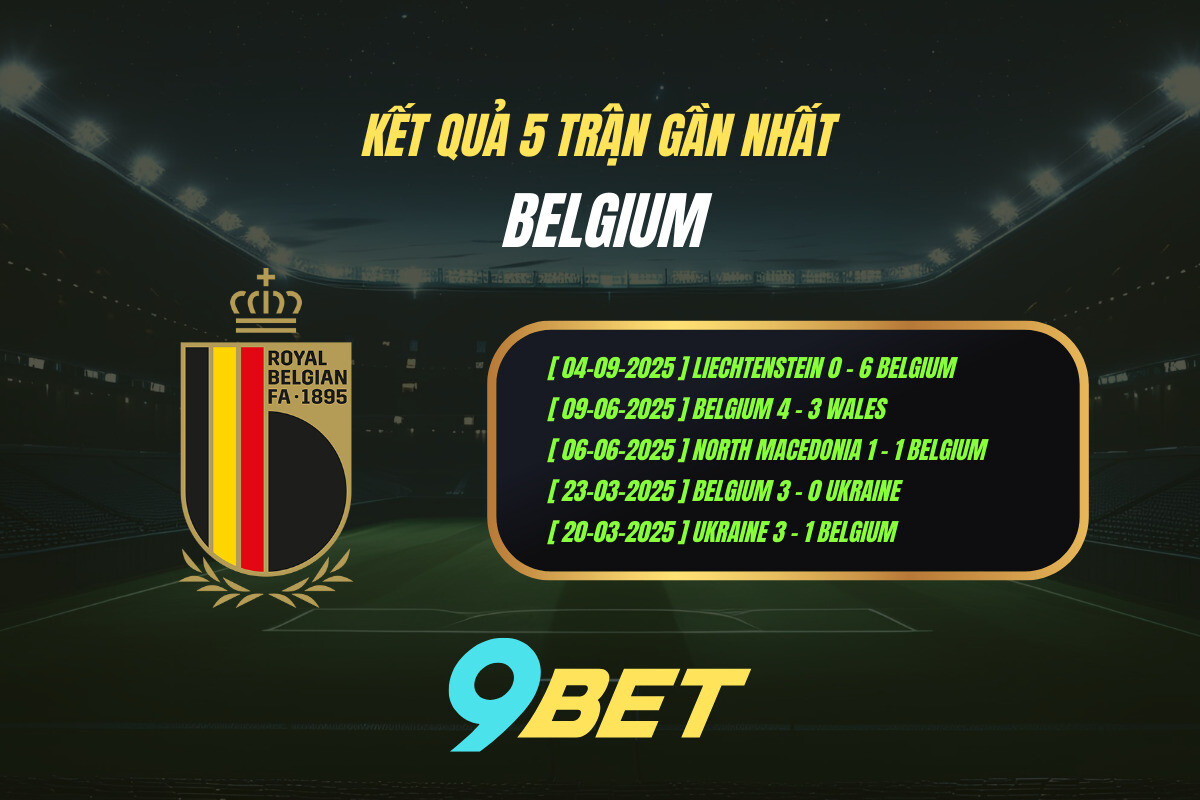 Thành Tích 5 Trận Gần Nhất Belgium 9bet