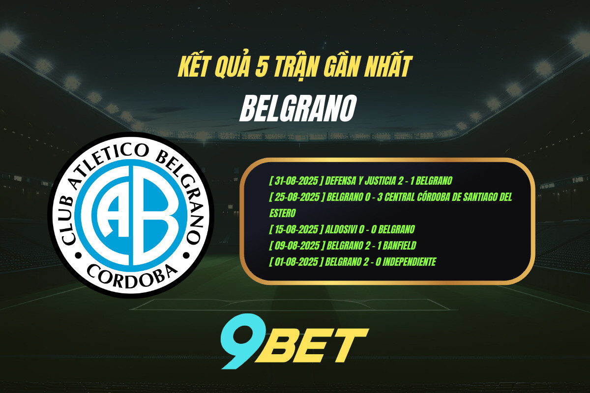 Thành Tích 5 Trận Gần Nhất Belgrano 9bet