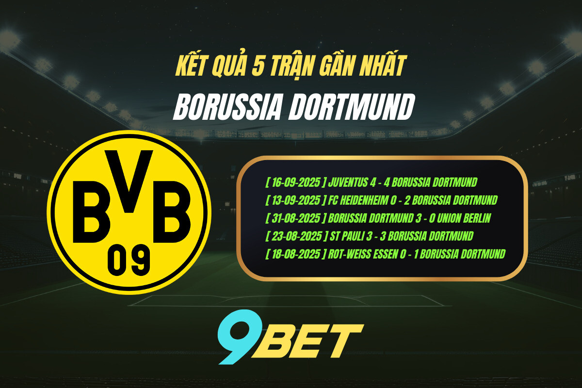Thành Tích 5 Trận Gần Nhất Borussia Dortmund 9bet