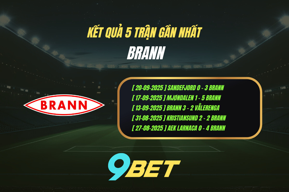 Thành Tích 5 Trận Gần Nhất Brann 9bet