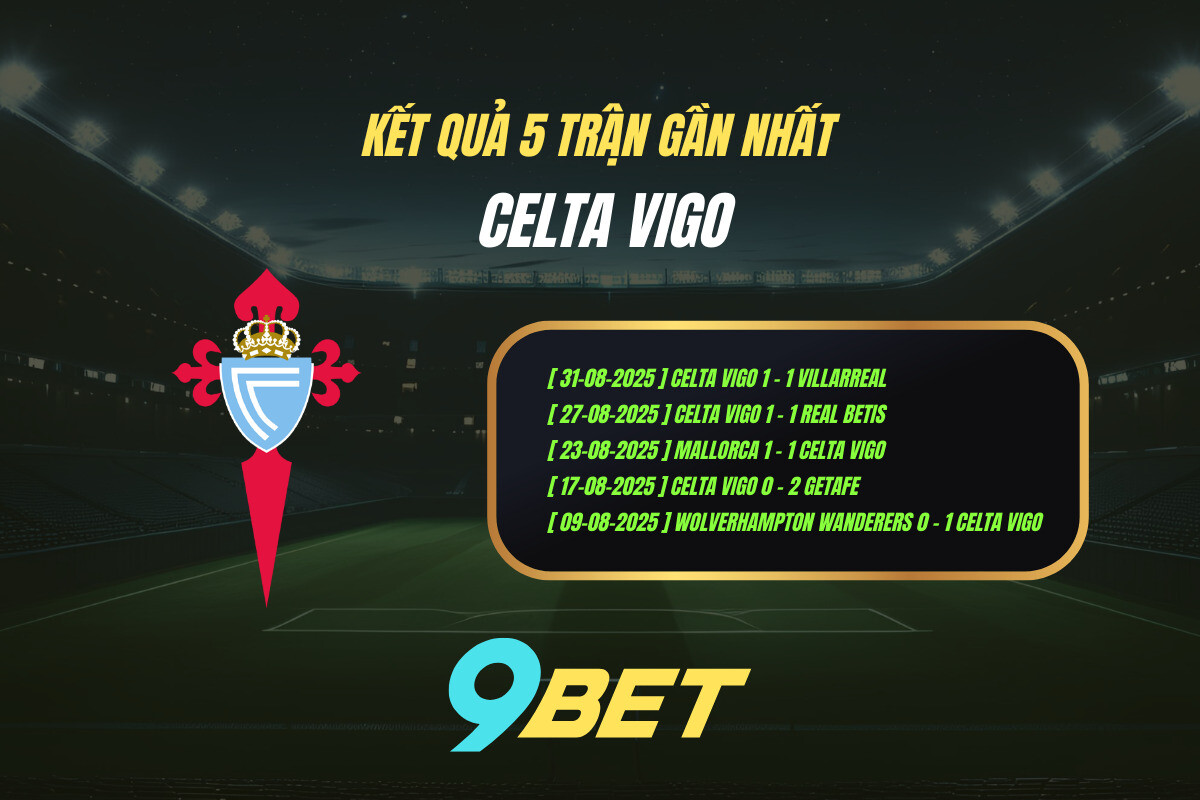 Thành Tích 5 Trận Gần Nhất Celta Vigo 9bet