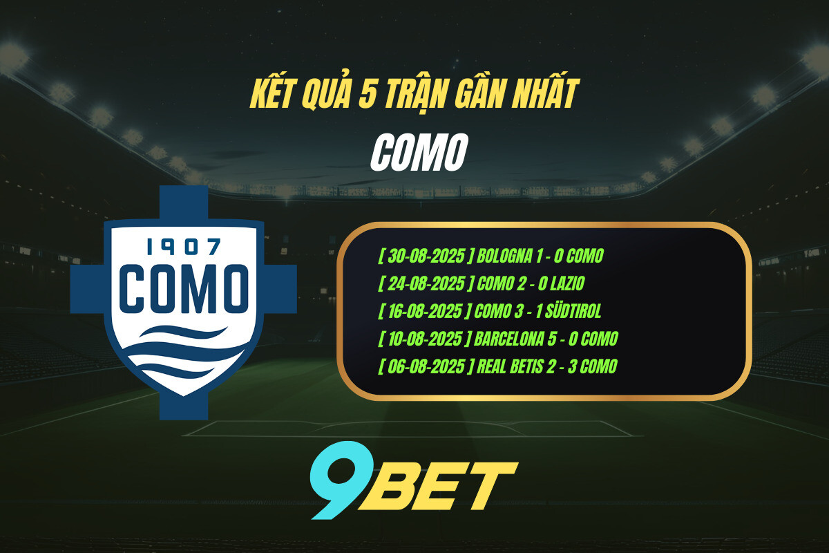 Thành Tích 5 Trận Gần Nhất Como 9bet