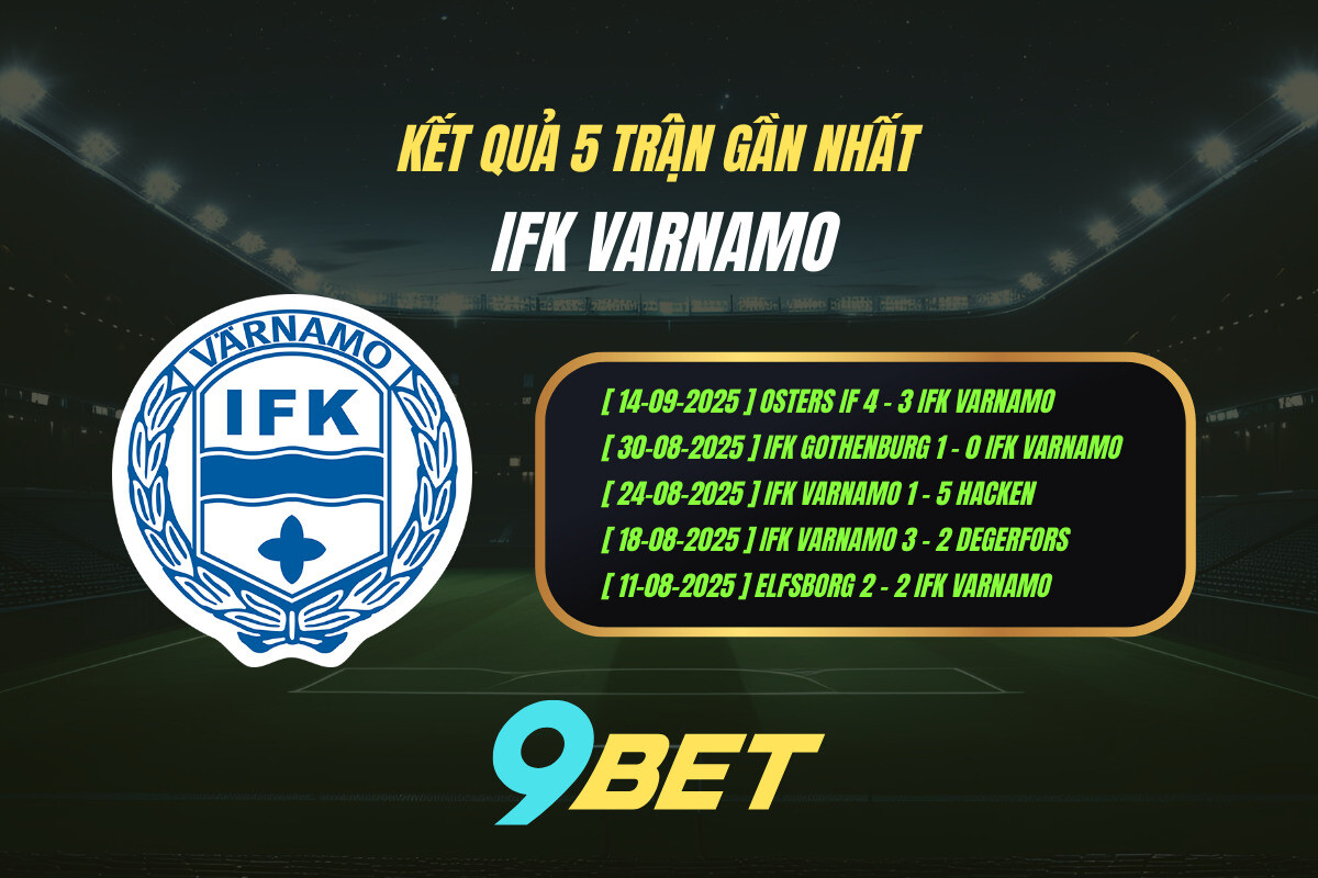 Kết quả 5 trận gần nhất IFK Varnamo - 9BET