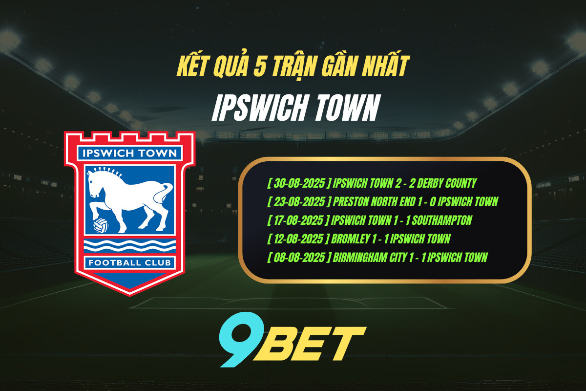 Thành Tích 5 Trận Gần Nhất Ipswich Town 9bet