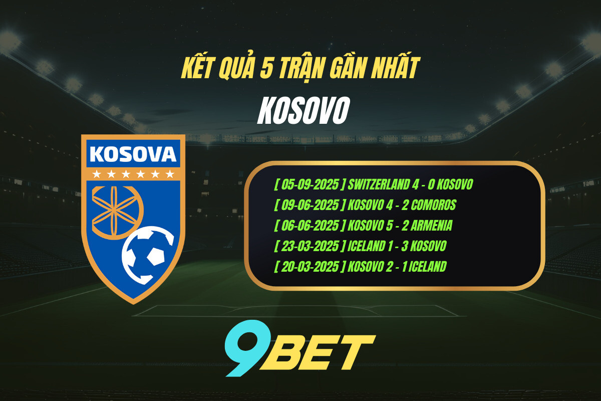 Thành Tích 5 Trận Gần Nhất Kosovo 9bet