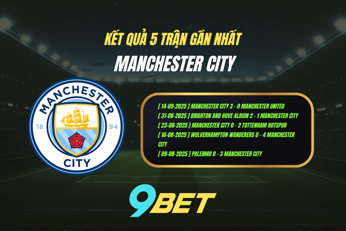 Thành Tích 5 Trận Gần Nhất Manchester City 9bet