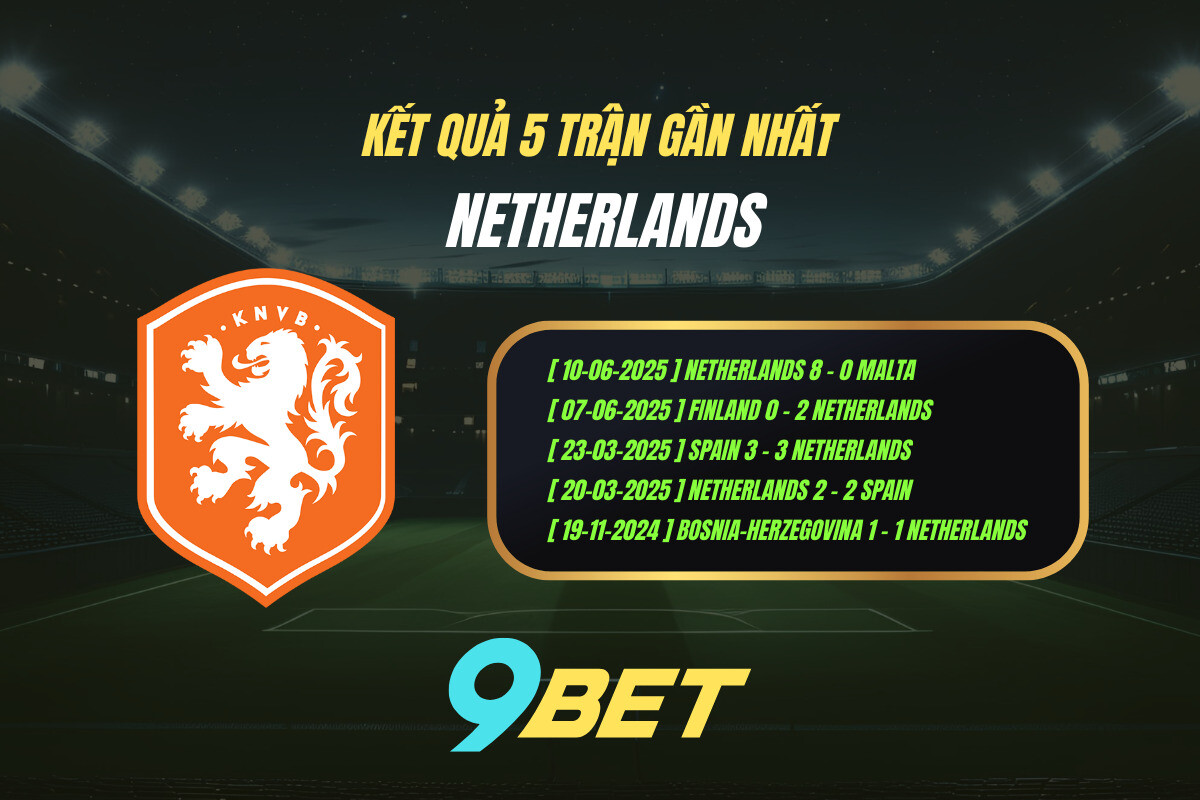 Thành Tích 5 Trận Gần Nhất Netherlands 9bet
