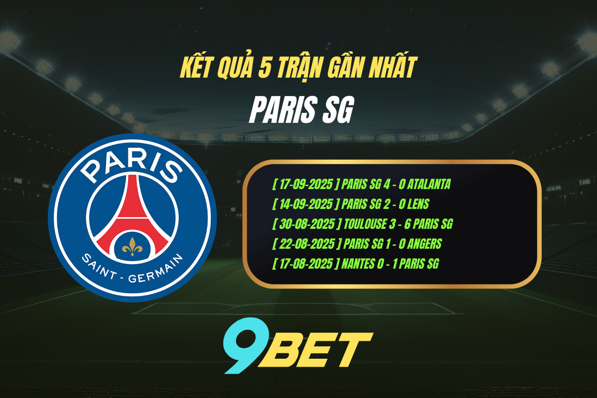 Thành Tích 5 Trận Gần Nhất Paris Sg 9bet