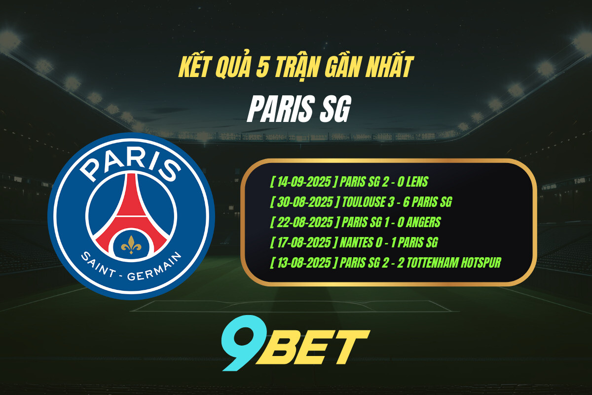 Thành Tích 5 Trận Gần Nhất Paris Sg 9bet
