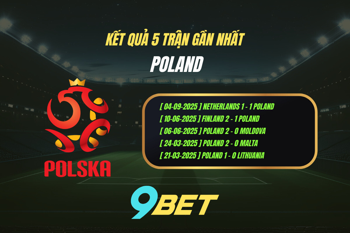Thành Tích 5 Trận Gần Nhất Poland 9bet