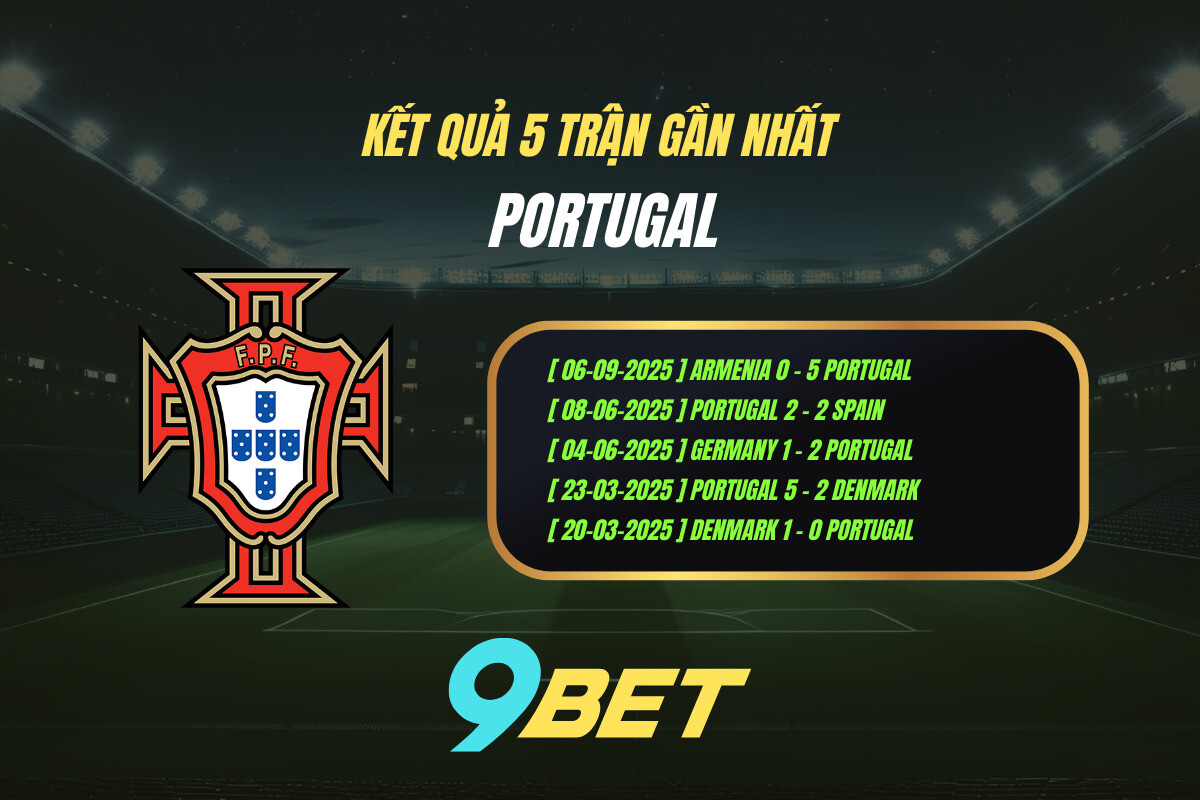 Thành Tích 5 Trận Gần Nhất Portugal 9bet