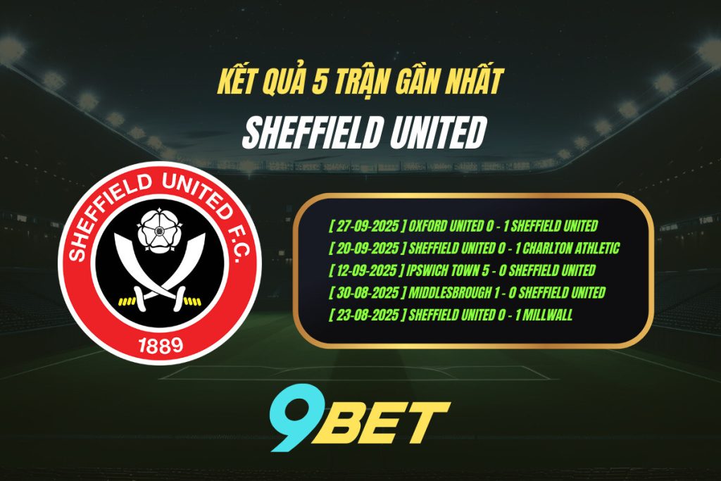 Thành Tích 5 Trận Gần Nhất Sheffield United 9bet