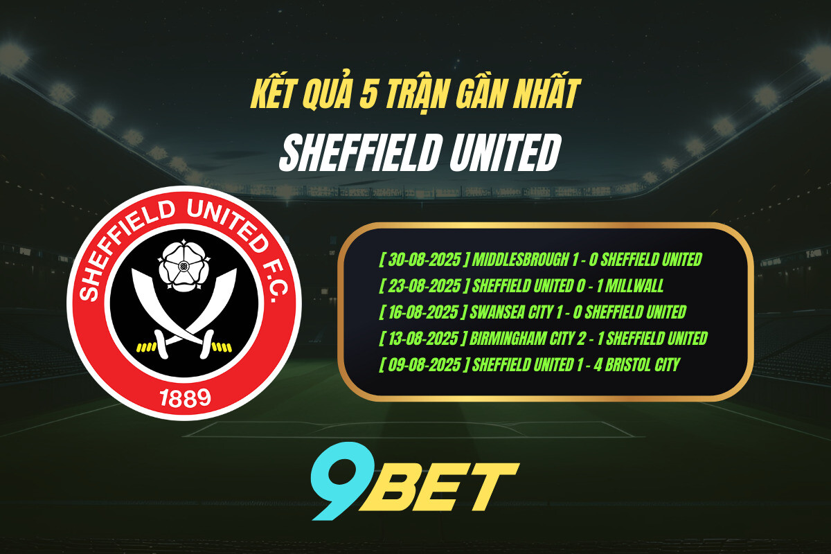 Thành Tích 5 Trận Gần Nhất Sheffield United 9bet