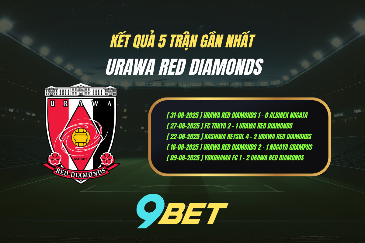 Thành Tích 5 Trận Gần Nhất Urawa Red Diamonds 9bet
