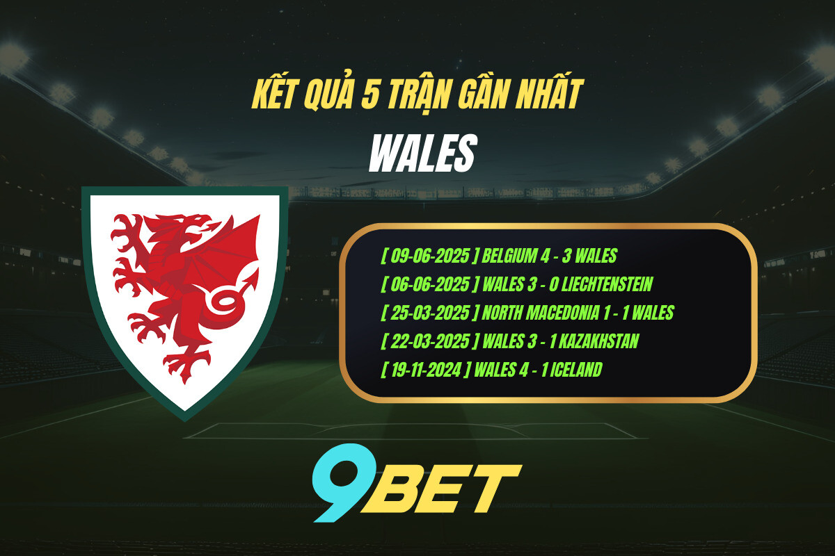 Thành Tích 5 Trận Gần Nhất Wales 9bet