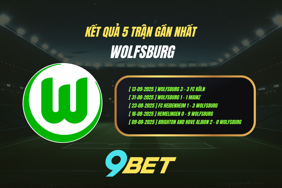 Thành Tích 5 Trận Gần Nhất Wolfsburg 9bet