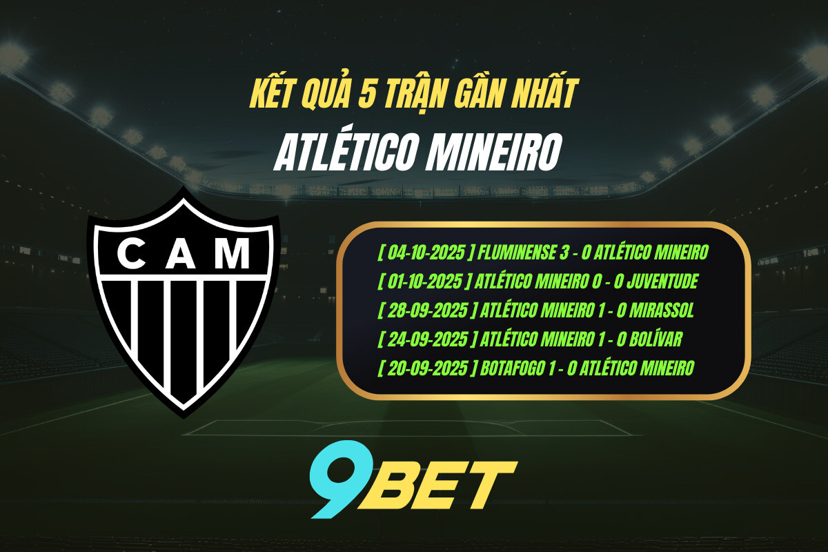 Thành Tích 5 Trận Gần Nhất Atletico Mineiro 9bet