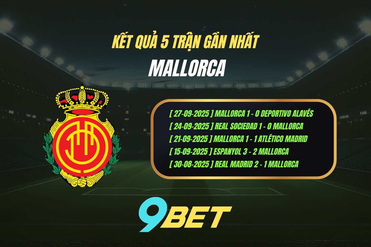 Thành Tích 5 Trận Gần Nhất Mallorca 9bet