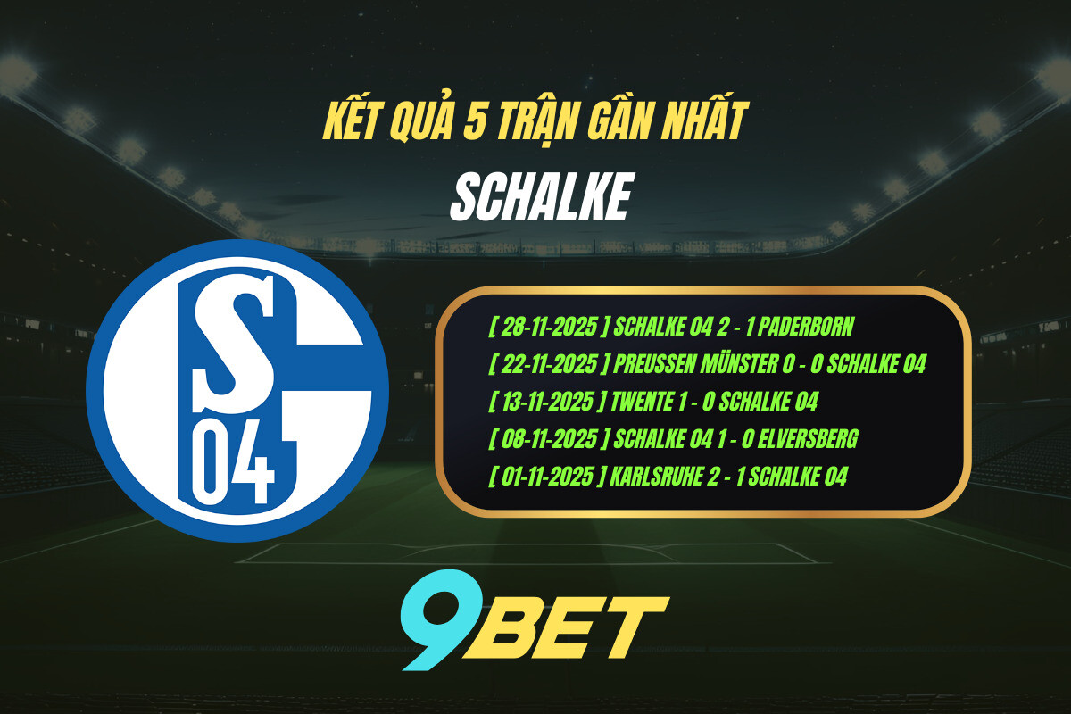 Thành Tích 5 Trận Gần Nhất Schalke 9bet ( Tính đến 00h30 Ngày 6 12)